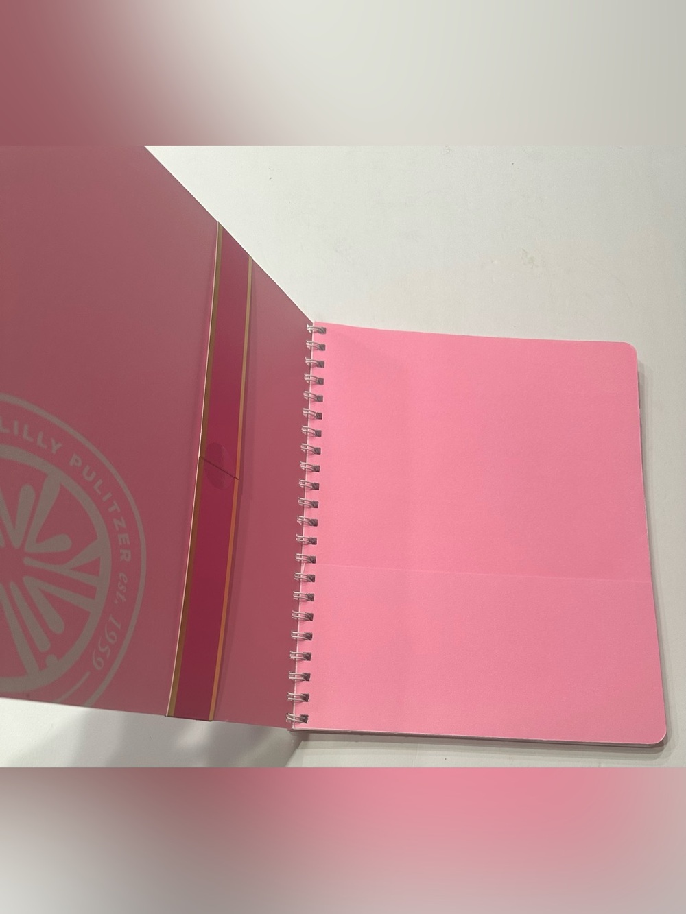NEW, Lilly Pulitzer Large Hardcover Spiral Blue & Pink Notebook, 9.5" x 11" - Picture 3 of 5